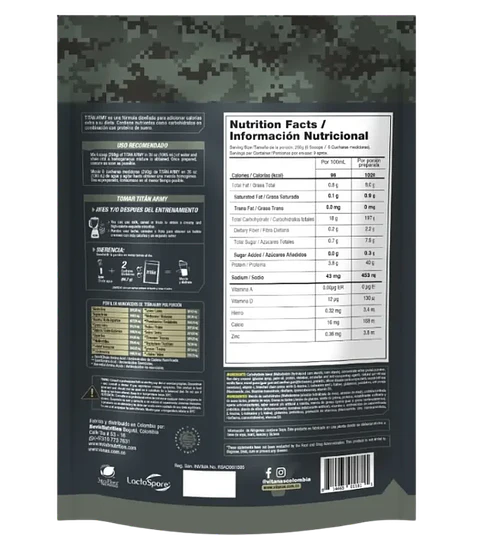 Titan Army 5 Libras Mass Gainer Vitanas Vainilla