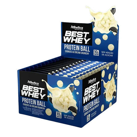 Protein Ball Best Whey Cokkies and Cream Crunchy Caja x 12 unidades Athletica 