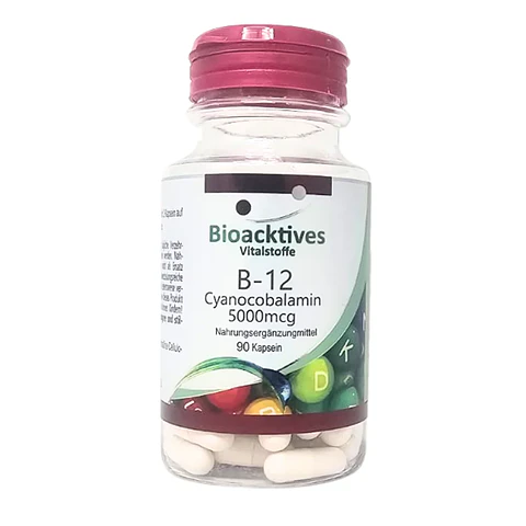 B12 Cyanocobalamin 5000 mg 90 Cápsulas Bioacktives Aleman