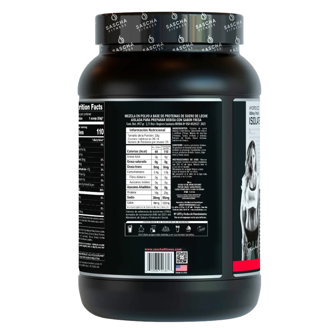 Sascha Whey Protein Isolate Fresa 2.17 libras 2