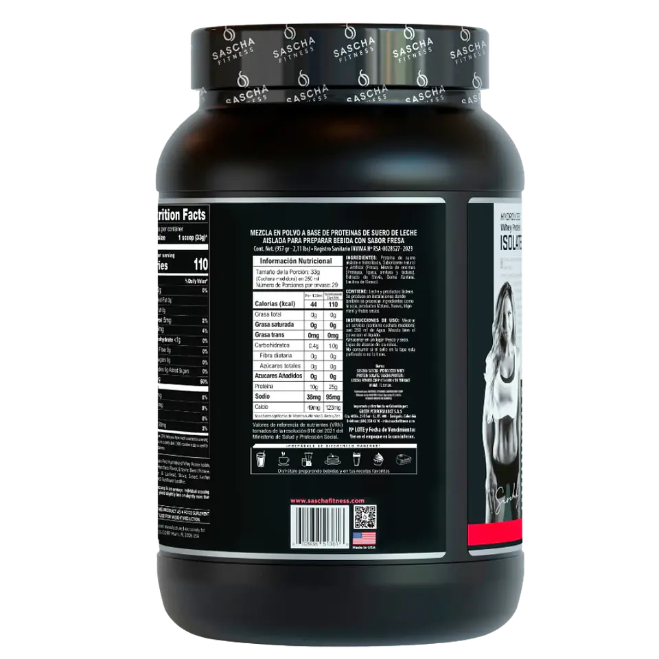 Sascha Whey Protein Isolate Fresa 2.17 libras 2