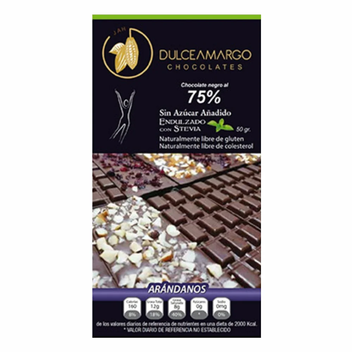 Chocolate Arándanos y Stevia 50 g Dulce Amargo 1