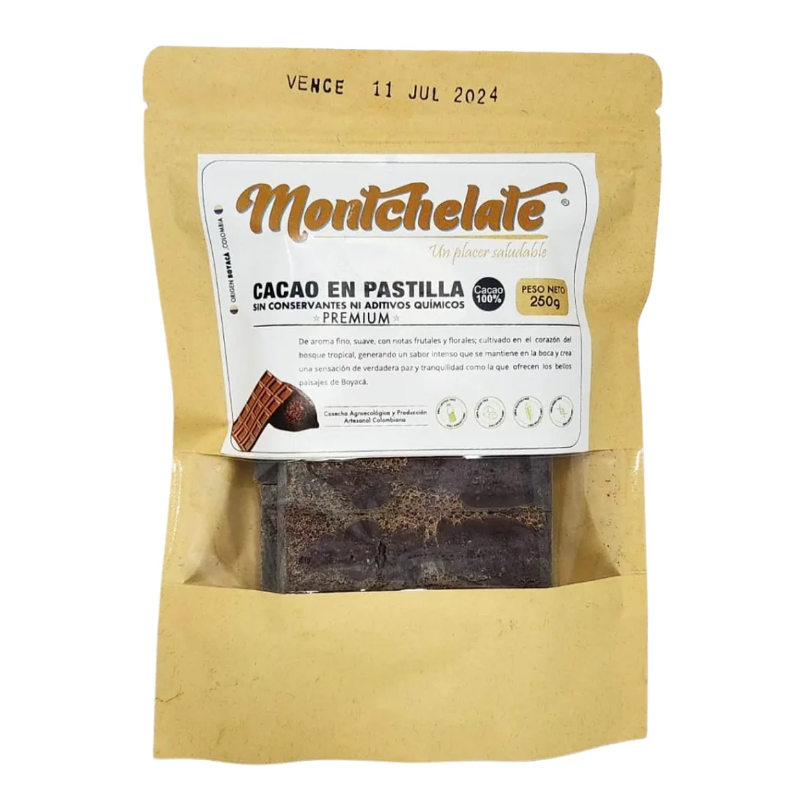 Cacao en Pastilla 100 % Cacao 250 g Montchelate 1