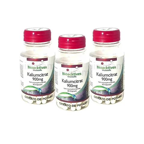 Combo Citrato de Potasio Bioacktives 90 Cápsulas 3 Unidades