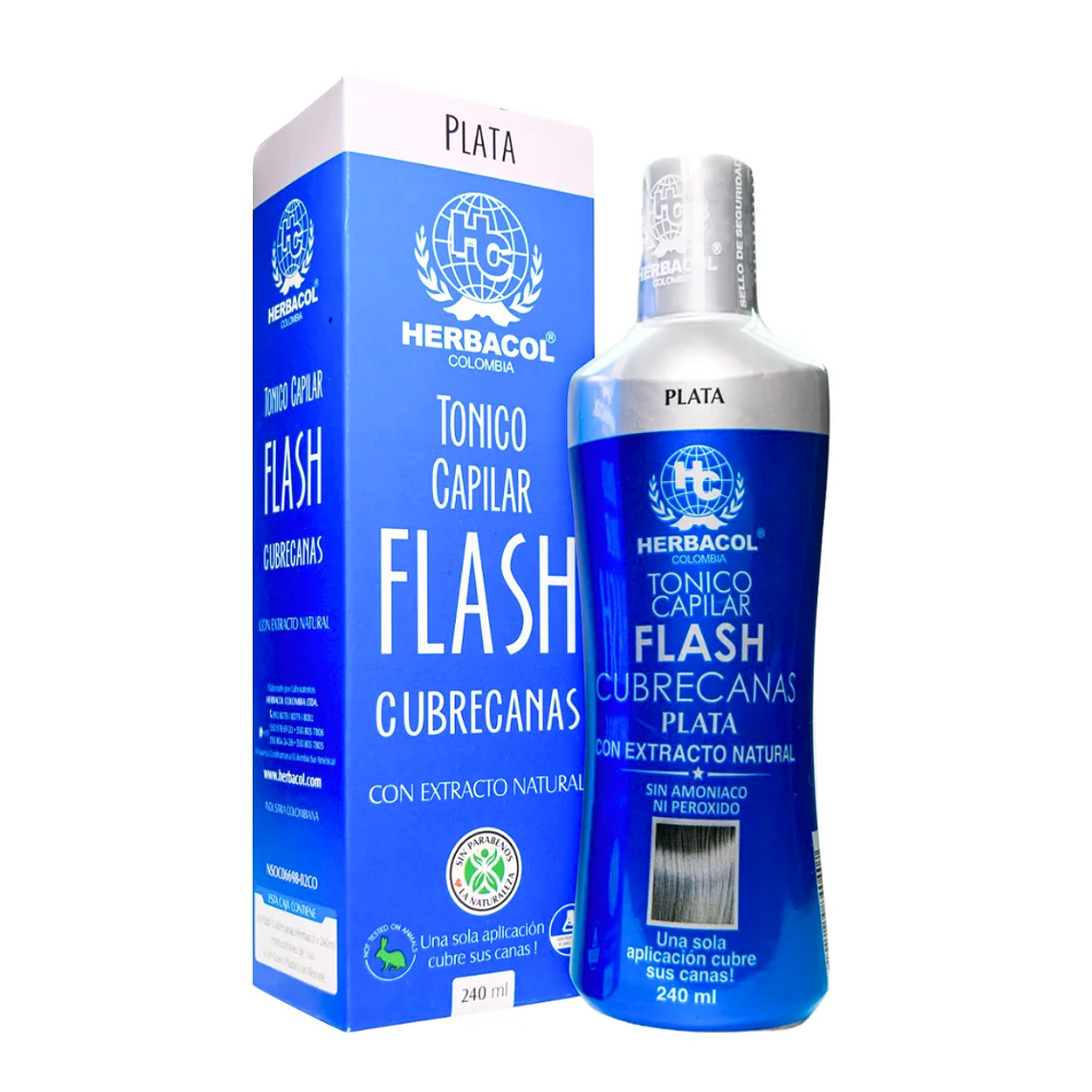 Tónico Capilar Flash Cubrecanas Plata 240 ml Herbacol 1