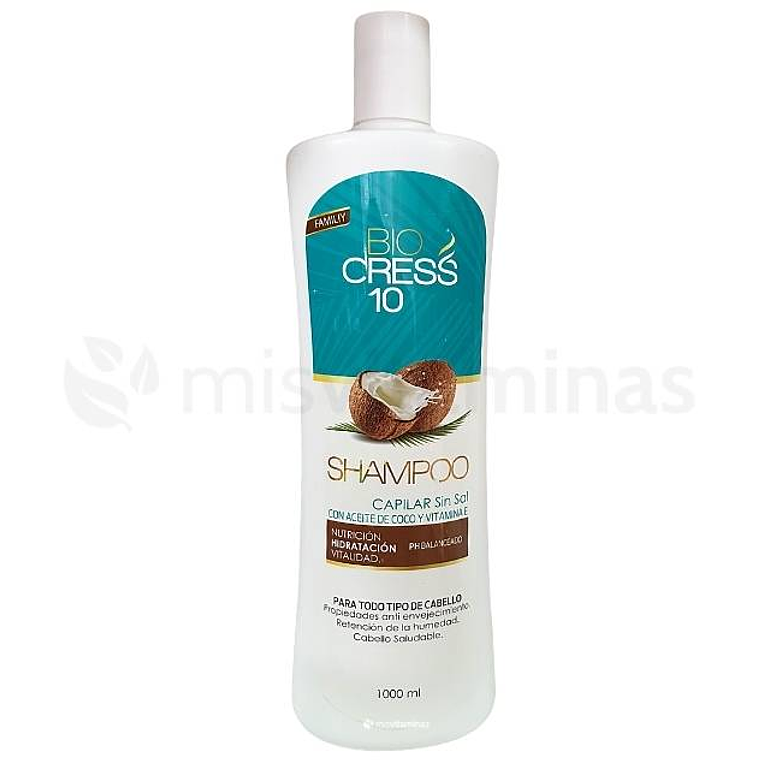 Shampoo Aceite de Coco y Vitamina E 1000 ml Bio Cress 10 1
