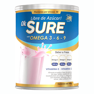 Ok Sure con Omega 3 6 9 Sabor a Fresa 1000 gr 3Q