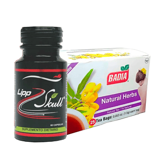 Combo Baja de Peso LippSkull 60 Cápsulas y Té Badia 25 sobres