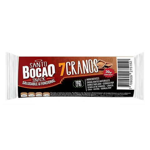 Barra 7 Granos Snack Paquete 8 Unidades Santo Bocao