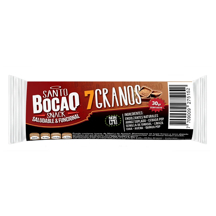 Barra 7 Granos Snack Paquete 8 Unidades Santo Bocao 1