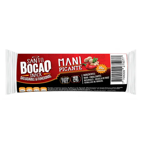 Barra de Maní Picante Snack Paquete 8 Unidades Santo Bocao