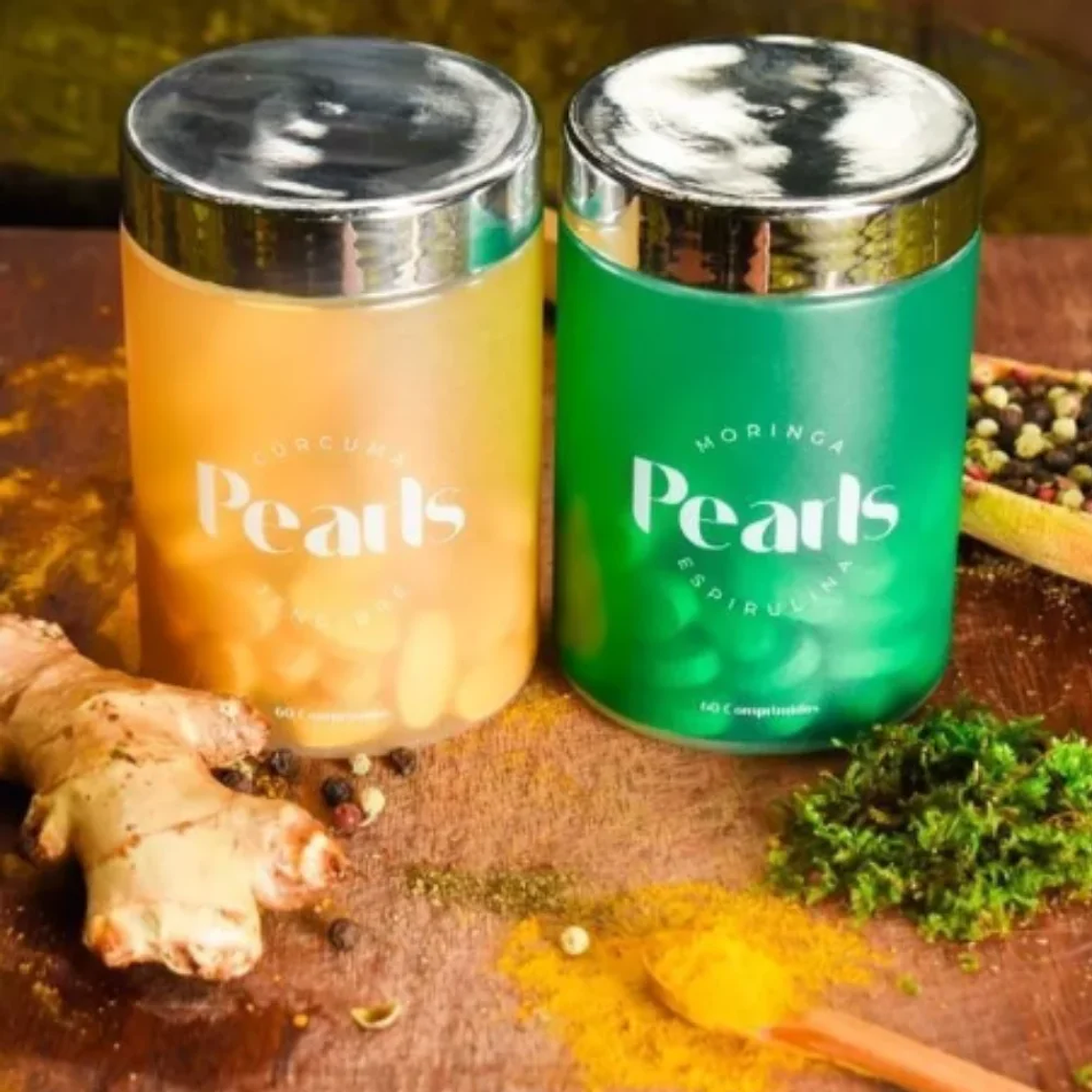 Pearls Espirulina Moringa Cúrcuma Jengibre Caja 120 tabletas  2