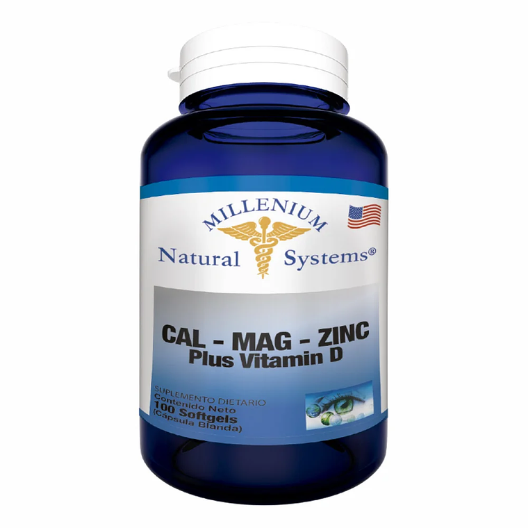 Calcio Magnesio Zinc Plus Vitamina D 100 Softgels Natural Systems 1