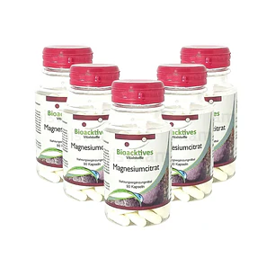 Combo Citrato de Magnesio 90 Cápsulas Bioacktives 5 Unidades