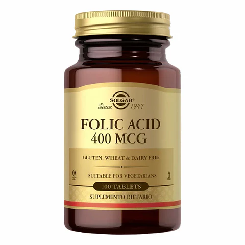 Ácido Fólico 400 mcg Solgar 100 Tabletas