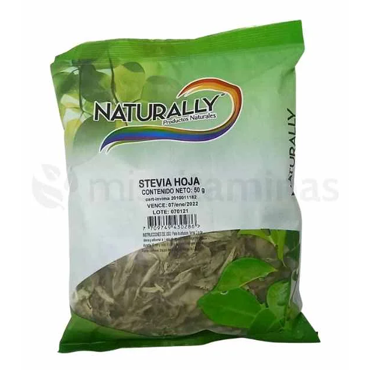 Stevia en Hoja 50 gramos Naturally  1