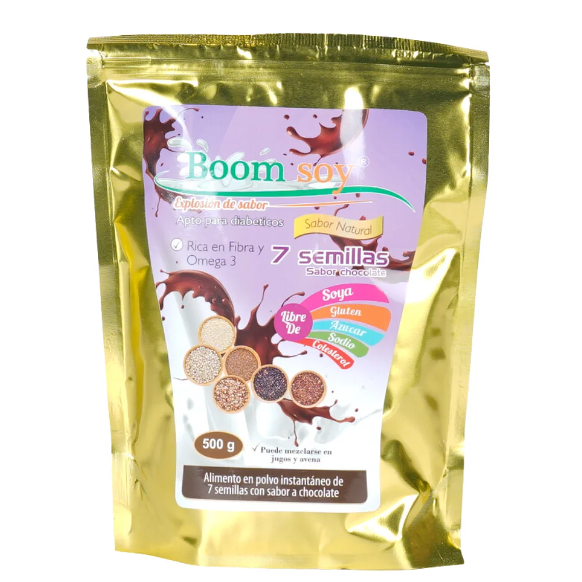 7 Semillas Polvo Instantáneo 250 gr Chocolate Boom Soy 1