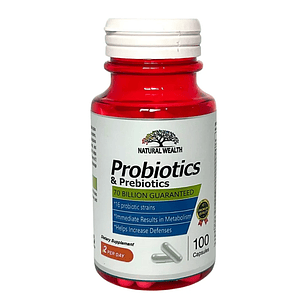 Probiotics & Prebiotics 70 Billon 100 Cápsulas Natural Wealth
