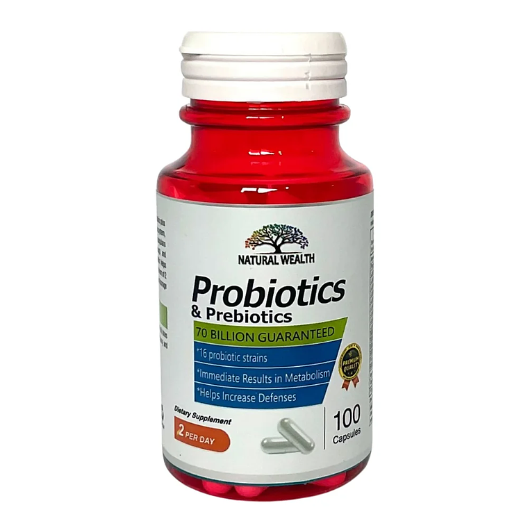 Probiotics & Prebiotics 70 Billon 100 Cápsulas Natural Wealth 1