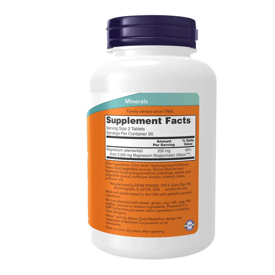 Magnesium Glycinate 180 Tabletas NOW 2