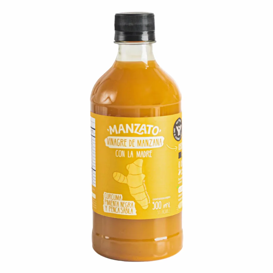 Vinagre de Manzana Con La Madre Cúrcuma 500 ml Manzato 1