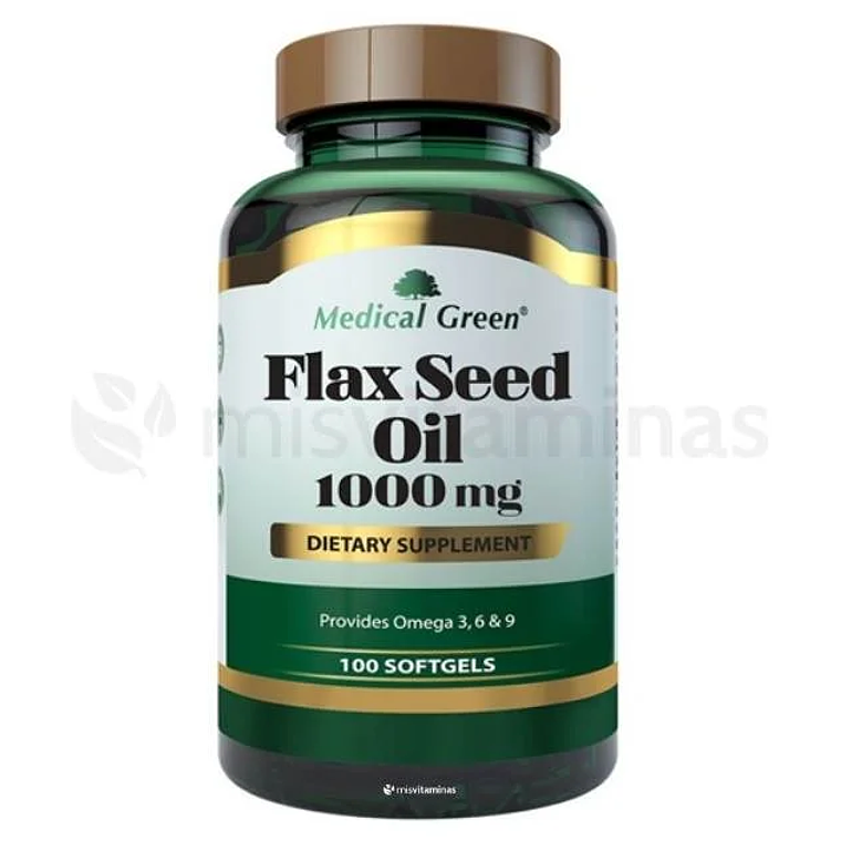 FlaxSeed Oil 1000 mg Medical Green 100 Softgels 1