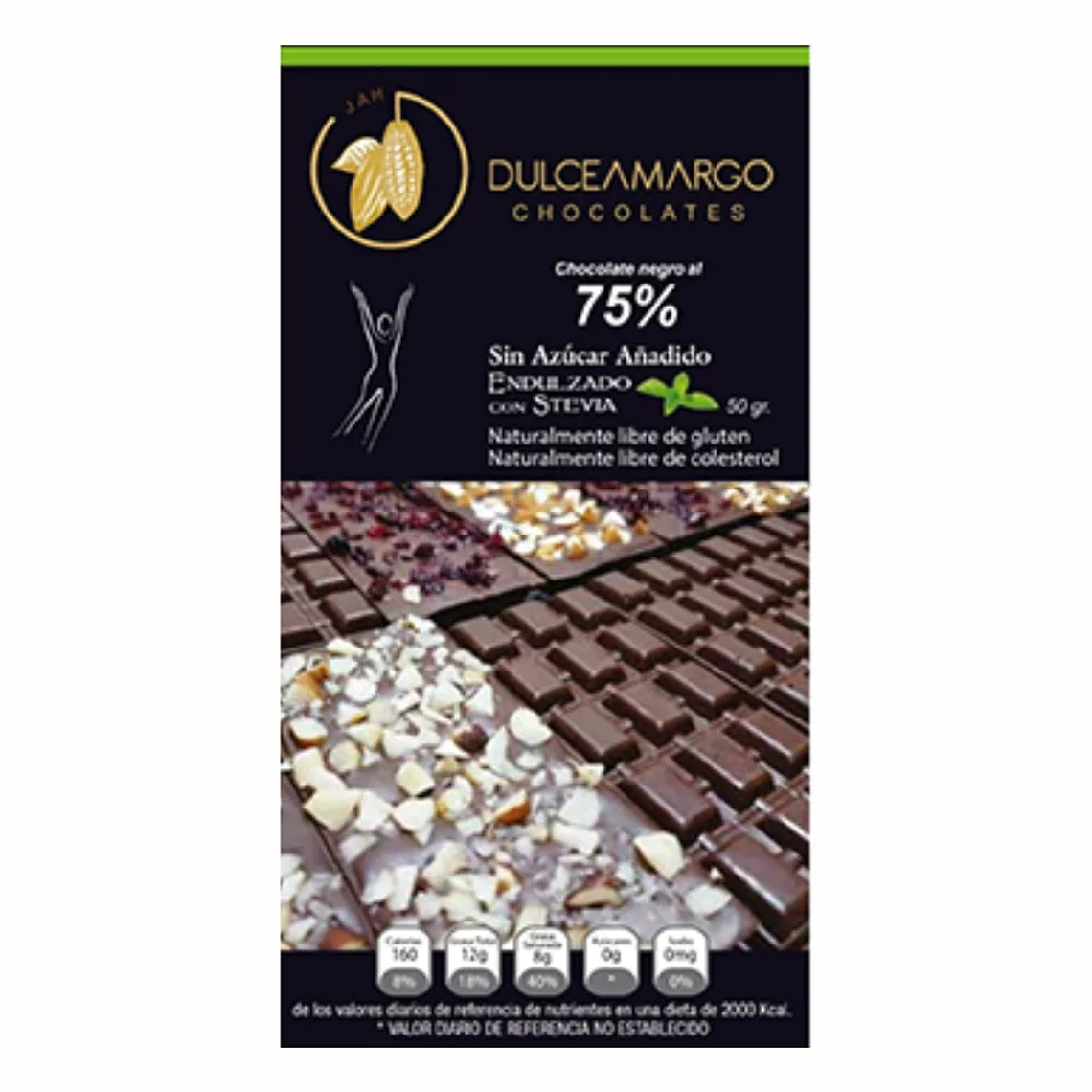 Chocolate con Stevia 50 g Dulce Amargo 1