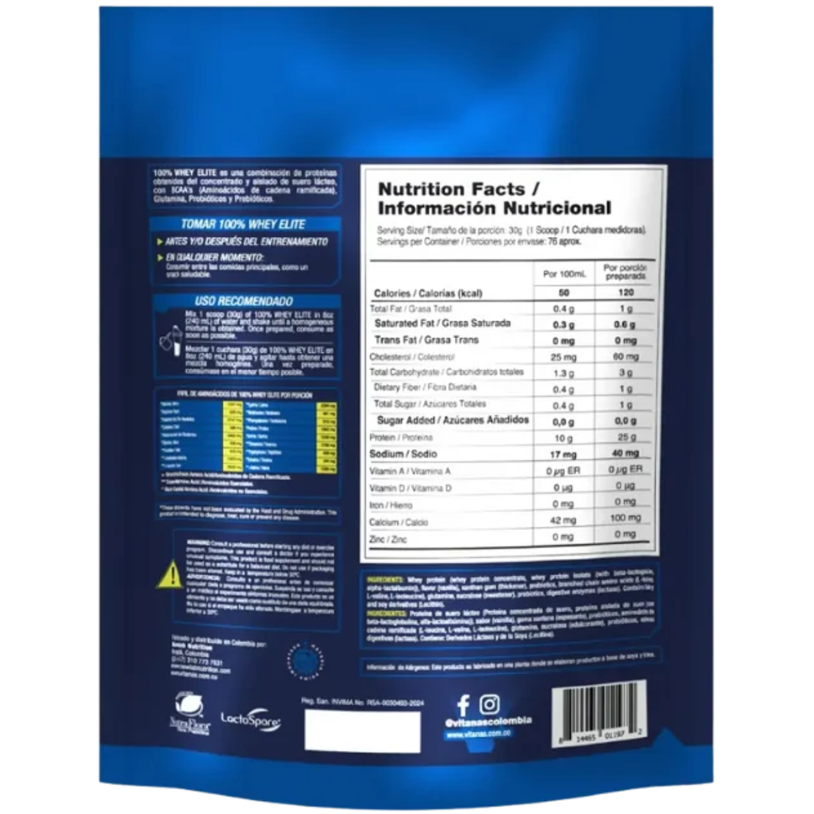 Whey Elite 5 Libras Vainilla Vitanas  2