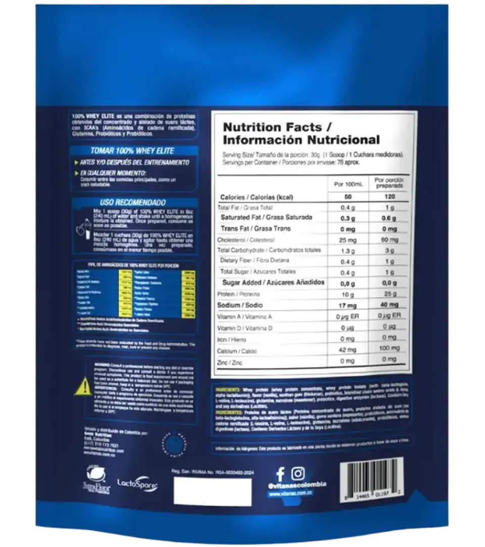 Whey Elite 5 Libras Vainilla Vitanas  2
