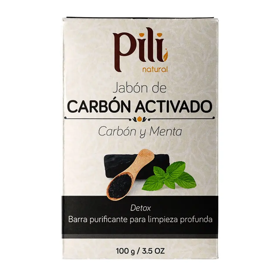 Jabón de Carbón Activado con Menta 100 g Pili Natural 1
