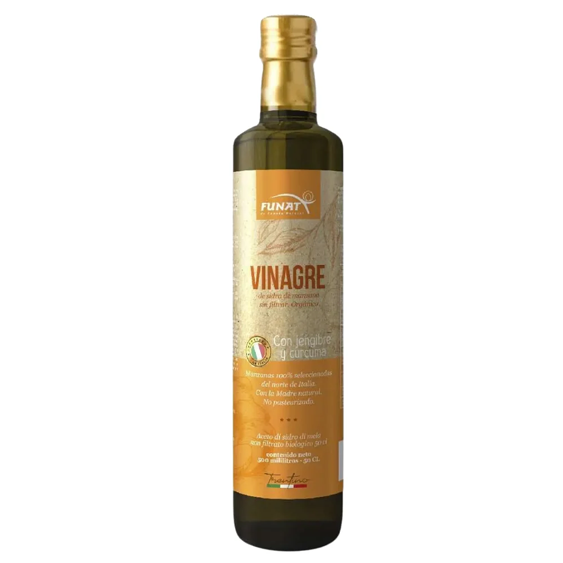 Vinagre de Sidra de Manzana Orgánico Funat 500 ml Jengibre y Curcuma 1
