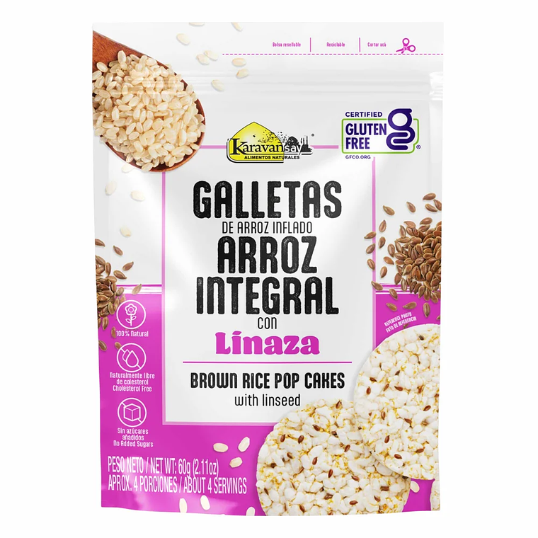 Galletas de Arroz Integral Inflado con Linaza 60 g karavanzay 1