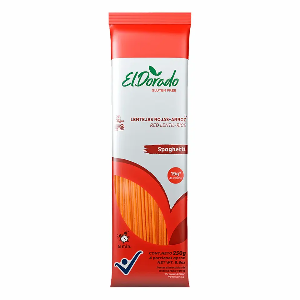 Spaghetti de Arroz y Lentejas Rojas 250 g El Dorado 1