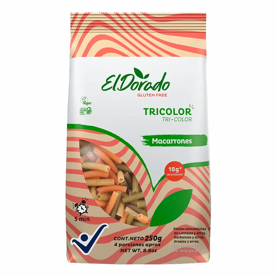 Pasta Tricolor Macarrones 250 g El Dorado 1