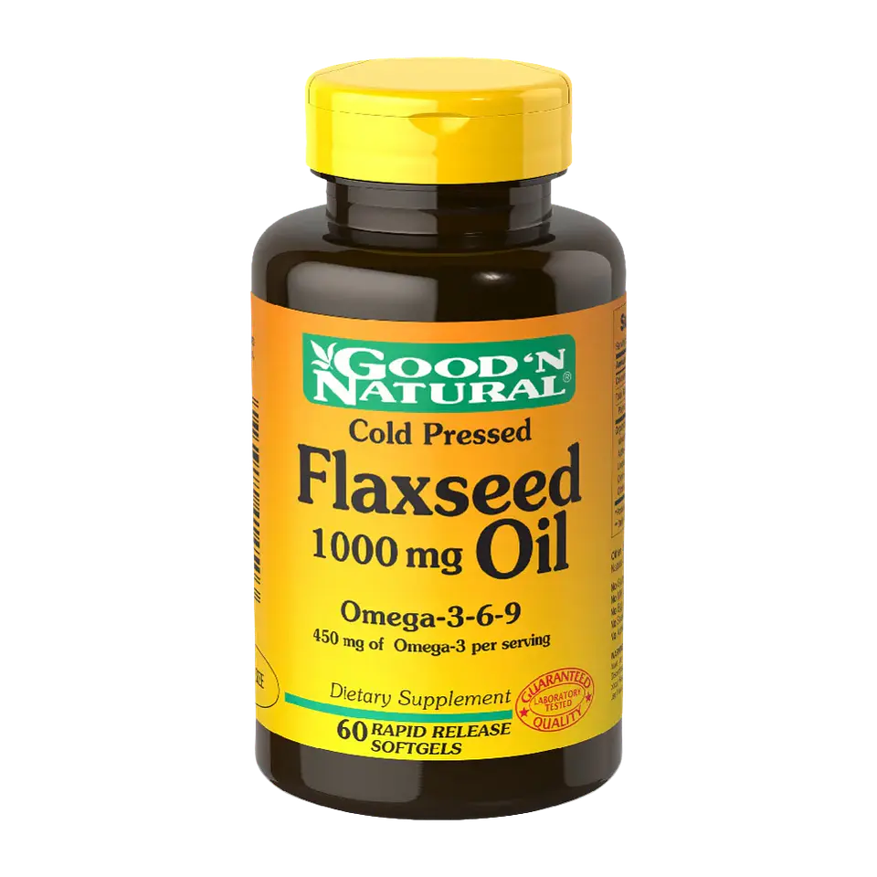 Flaxseed 1000 mg Oil Omega 3-6-9 60 Cápsulas Good'N Natural 1