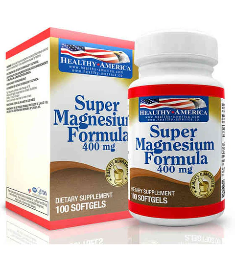 Super Magnesio 400 mg Healthy America 100 Softgels | Aspartato, Lactato y Citrato