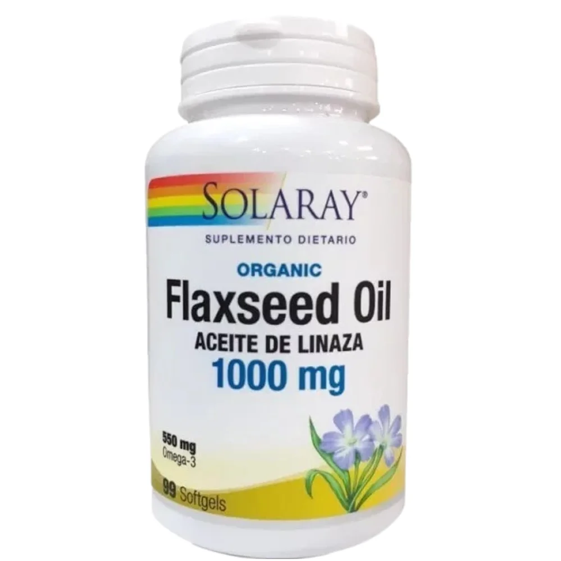 Organic Flaxseed Oil Aceite linaza 1000mg 99 softgels Solaray 1