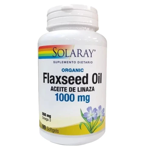 Organic Flaxseed Oil Aceite linaza 1000mg 99 softgels Solaray