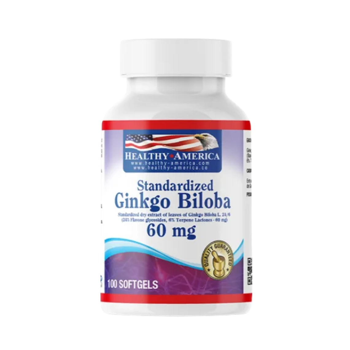 Ginkgo Biloba 60 mg 100 softgels Healthy America 1