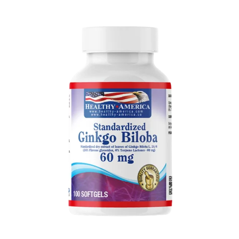 Ginkgo Biloba 60 mg 100 softgels Healthy America 1