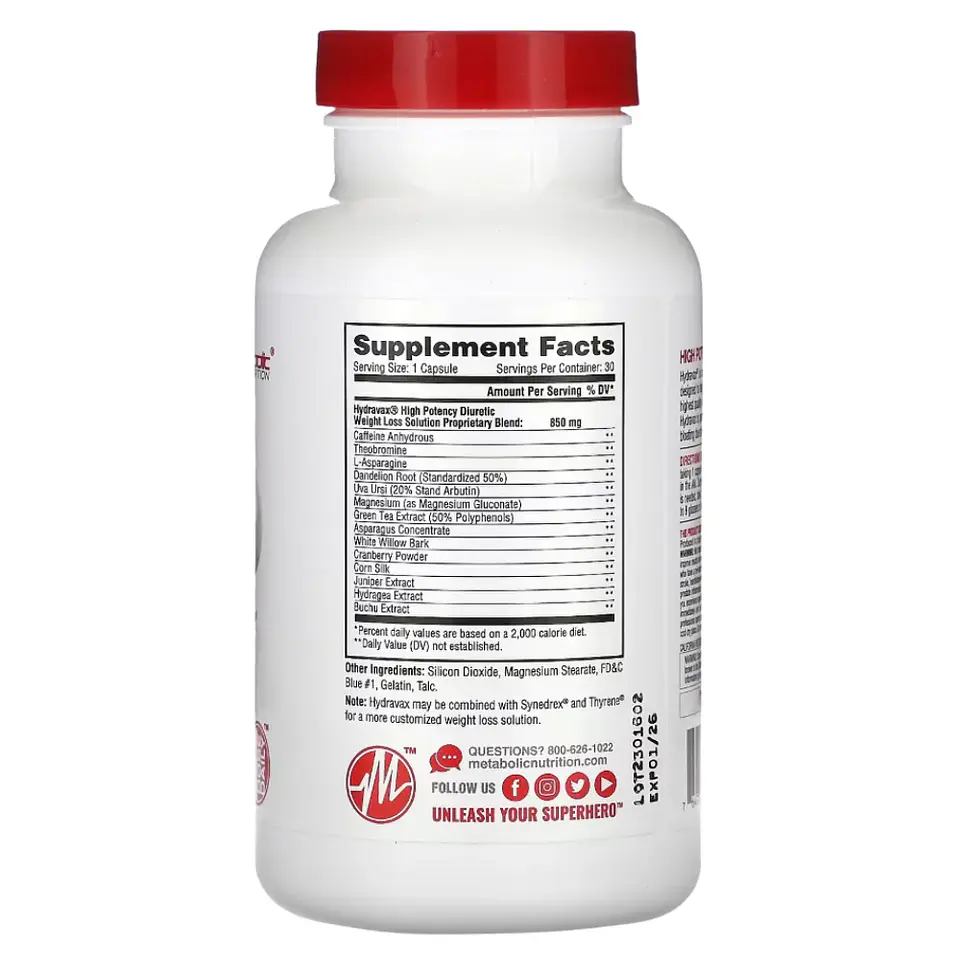 Hydravax 30 Capsulas Metabolic Nutrition 2