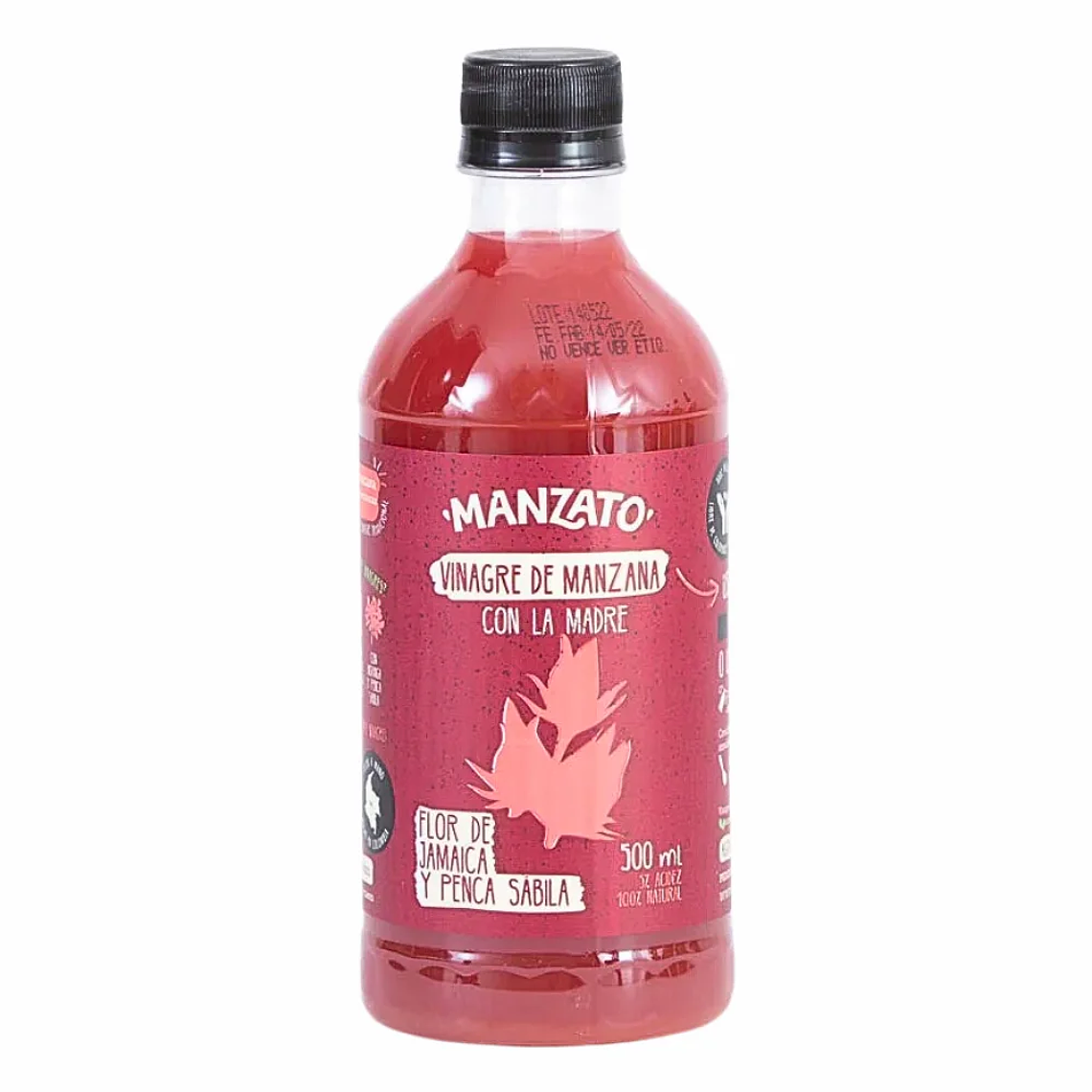Vinagre de Manzana Flor de Jamaica y Sábila 500 ml Manzato 1