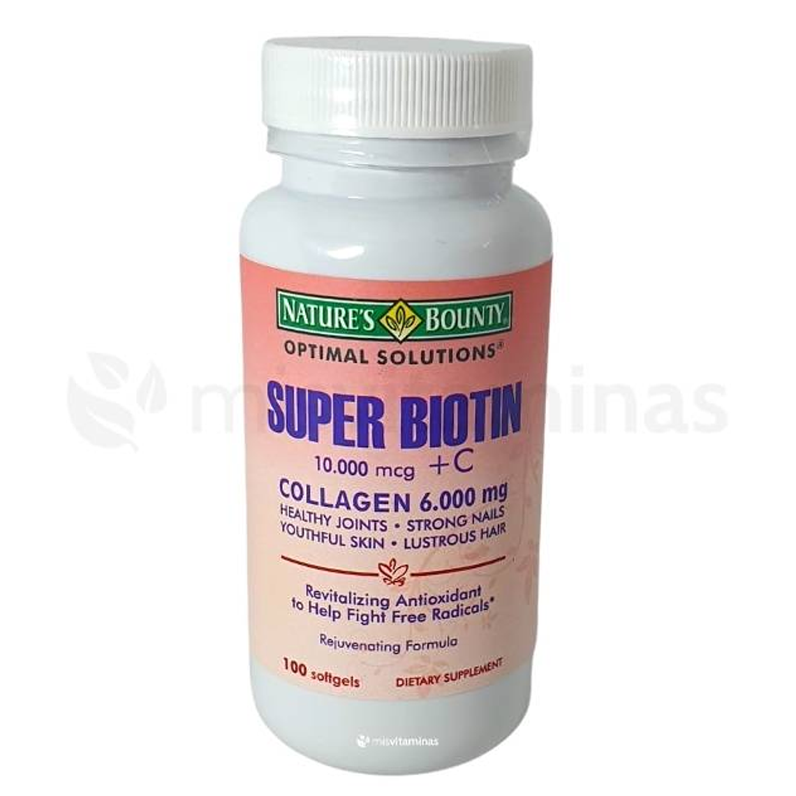 Super Biotin 10000 mcg Colágeno 6.000 mg Nature's Bounty 1
