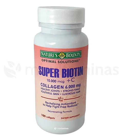 Super Biotin 10000 mcg Colágeno 6.000 mg Nature's Bounty