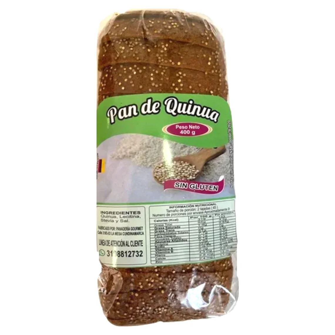 Pan de Quinua Sin Gluten Tajado 400 gramos Panaderia Gourmet 1