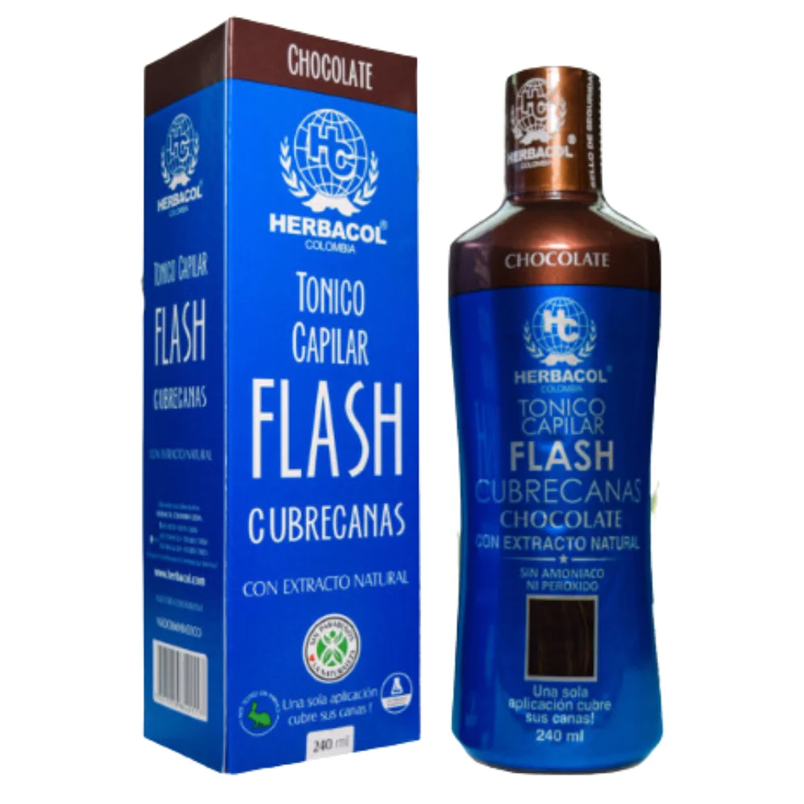 Tónico Capilar Flash Cubrecanas Chocolate 240 ml Herbacol 1