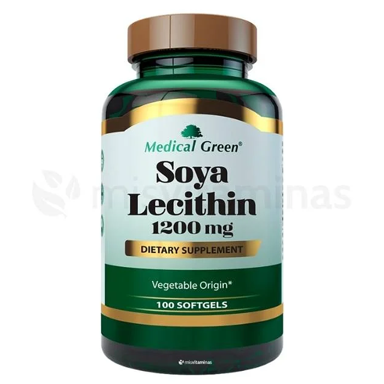 Soya Lecithin 1200 mg 100 Softgels Medical Green 1