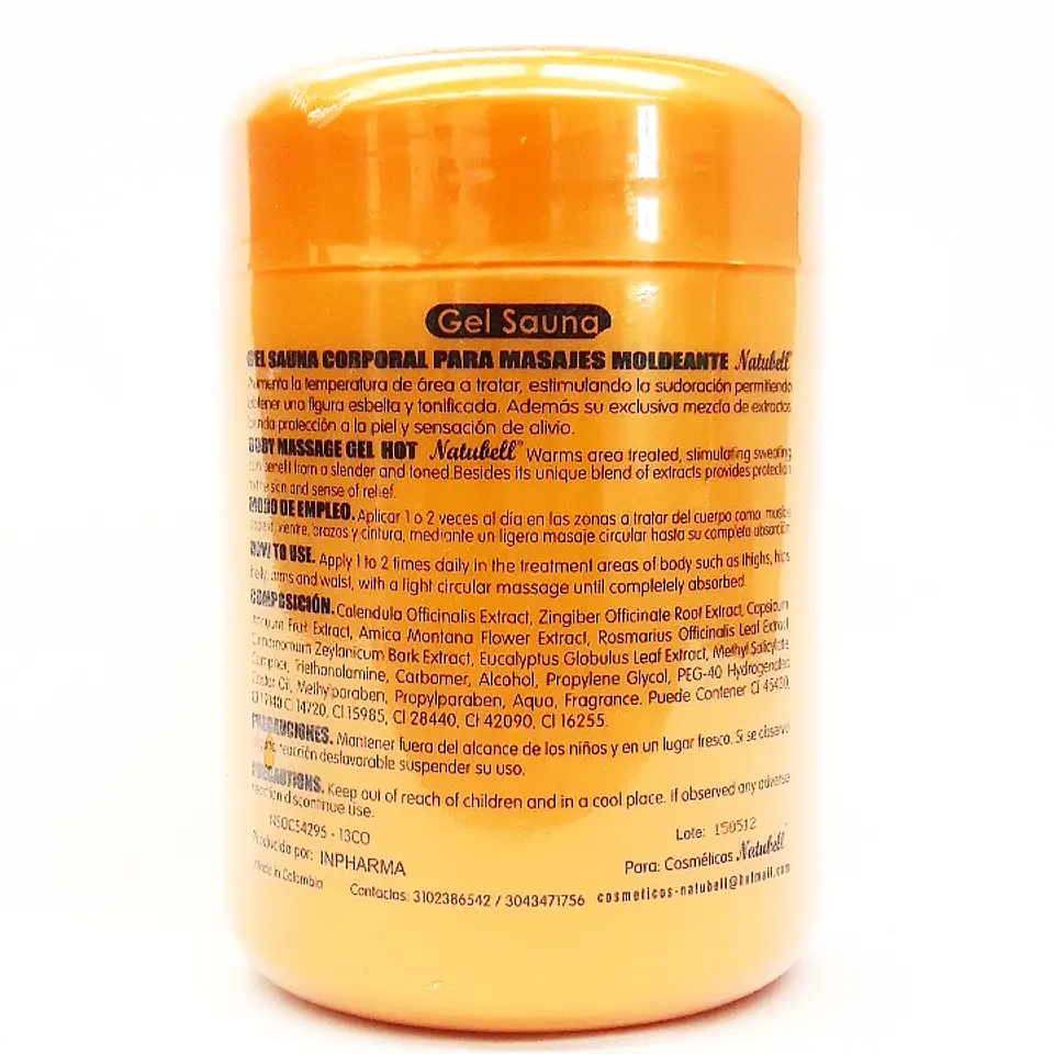 Gel Sauna Moldeante 500 g Natubell 2