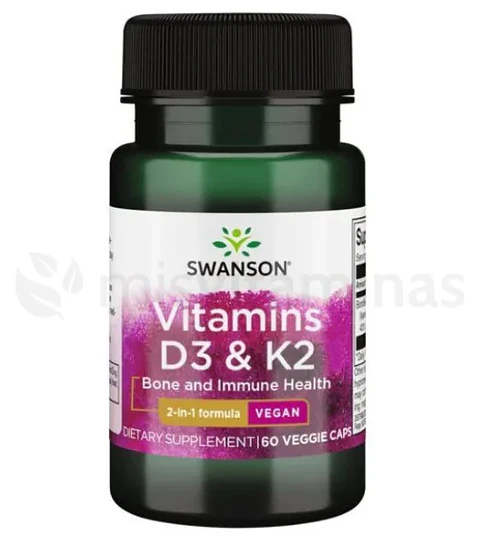 Vitamins D3 K2 Swanson 60 Cápsulas
