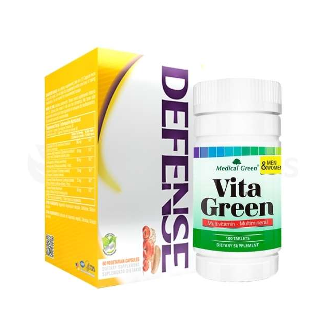 Combo Para Subir Defensas Defense 60 Cápsulas y Vita Green 100 Tabletas 1